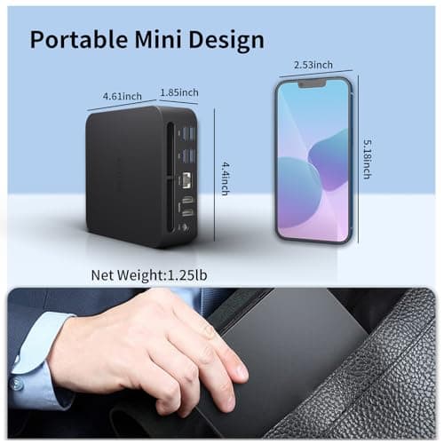 Reatan Mini Gaming PC AMD Ryzen 9 7940HS(up to 5.2GHz) 64GB DDR5 2TB SSD 5600 MHz RAM, Desktop Mini Computers, Radeon 780M Graphics,Quad Display 2.5Gbps LAN, HDMI 2.1, 8K USB 4.0 Wi-Fi 6E/BT5.3