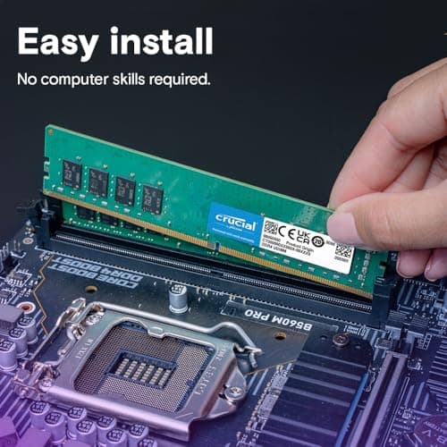 Crucial 16GB DDR4 RAM, 3200MHz (PC4-25600) CL22 Desktop Memory, UDIMM 288-Pin, Downclockable to 2933/2666MHz, Compatible with Intel and AMD Ryzen - CT16G4DFRA32A