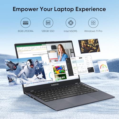 Laptop, 14 Inch HD Laptop Computer with MS Office 2024 Pro Plus, 8GB RAM 128GB SSD, Quad Core N5095 Processor Win-11 Laptops, Long Lasting Battery, Dual-Band WiFi 5, BT, USB 3.0, Webcam