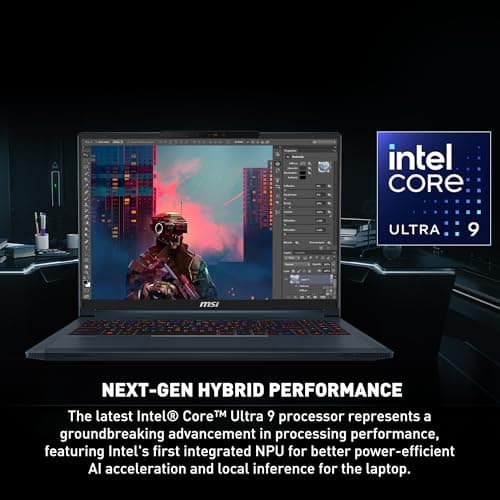 MSI Stealth 16 AI Studio 16” 240Hz QHD+ Gaming Laptop: Intel Core Ultra 9, NVIDIA Geforce RTX 4060, 32GB DDR5, 1TB NVMe SSD, Thunderbolt 4, Cooler Boost Trinity+, Win 11 PRO: Star Blue A1VFG-028US