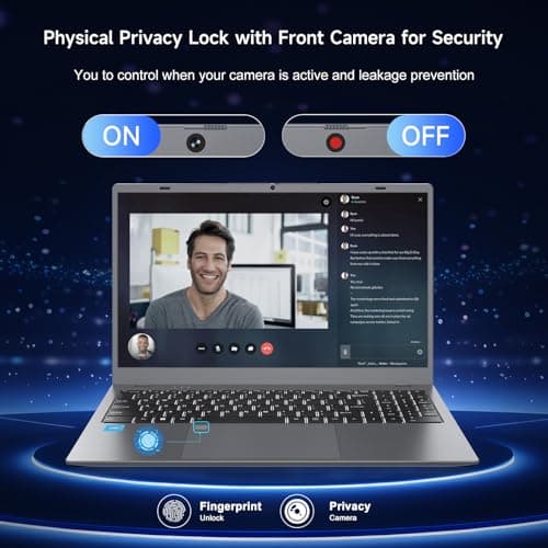 Windows11 Intel Laptop 15.6”HD Display（Celeron N5095）16GB RAM 256GB SSD Storage，With Free Office 2024 | Fingerprint Unlock | Privacy Camera | Backlit Keyboard，Suitable for Student and Business