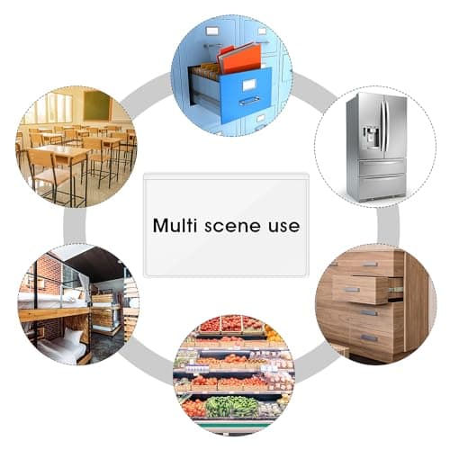 30 Pcs Self-Adhesive Index Card Holders Business Card Pockets Clear Plastic Labels Holders for Organizing Storage Bins Library Card Shelves (3.14 x 2.28 Inches)