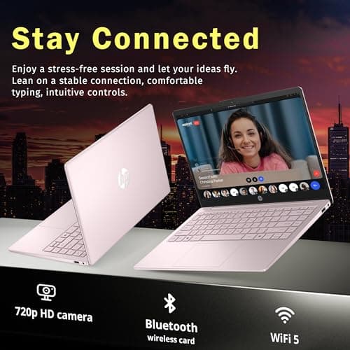 HP Flagship 14" HD Student&Business Laptop, Intel N150 CPU(Beats i3-1115G4), 32GB RAM, 288GB Storage (128GB UFS + 160GB Docking Set), W/1 Year Office 365&AI-Copilot, Webcam, Bluetooth, Win 11s, Pink