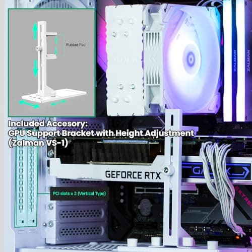 Zalman i4 Airflow Full Mesh Mid Tower ATX Desktop PC Case, 6 x 120mm Quiet Fans Pre-Installed, Vertical GPU Mount & 360mm Radiator Support, White