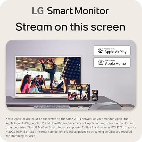 LG 32SR70U-W 32-Inch 4K UHD Smart Monitor with IPS Display webOS 23 USB Type-C Speakers x2 HDR 10 AirPlay 2 Screen Share Bluetooth Remote - White