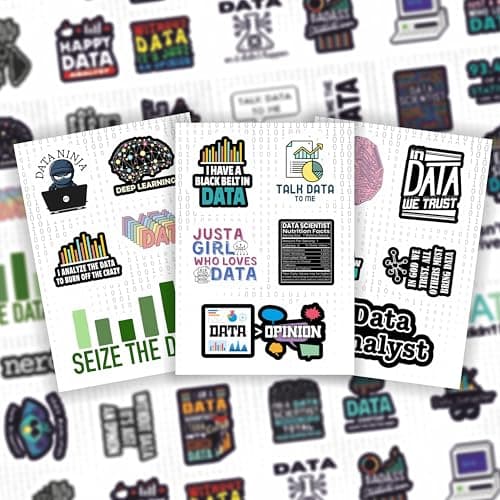 BulbaCraft Data Science Stickers for Water Bottle and Laptop - Data Science Party Favors & Decorations, Waterproof Vinyl Decals, Tech and Coding Stickers, Gifts for Women & Men