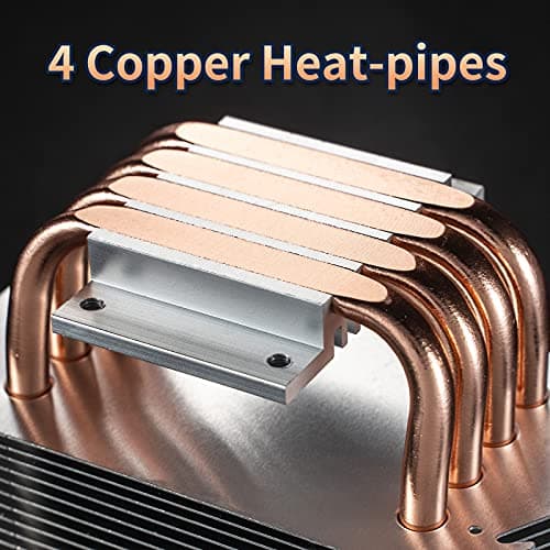JONSBO CR1400 RGB CPU Air Cooler, 92mm PWM CPU Cooler with 4 Heat Pipes, Removable Computer PC Fans Easy to Install, Quiet Rainbow RGB Cooling Fan for Intel LGA 1851/1700/1200/1151, AMD AM4 AM5, Black
