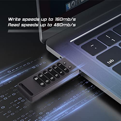 INNPLUS Secure 32GB Encrypted USB 3.0 Flash Drive - 256-bit Hardware Encryption, Password Protected, Compatible With MAC/Windows/Linux/Embedded Systems - Gray