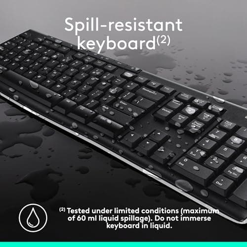 Logitech MK270 Wireless Keyboard and Mouse Combo for Windows, 2.4 GHz, 8 Multimedia Keys, PC, Laptop, Wireless Keyboard Compact Mouse Combo - Black