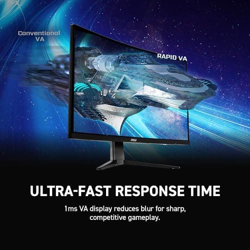 msi Full HD Non-Glare 1ms 1920 x 1080 180Hz Refresh Rate Resolution Free Sync 27" Curved Gaming Monitor (G27C3F) - Black
