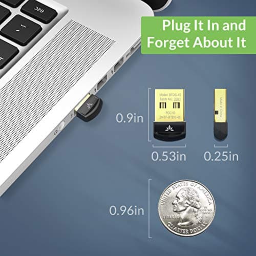 Avantree DG45 USB Bluetooth Adapter Dongle for PC, Computer, Desktop, and Laptop - Compatible with Windows 11/10/8.1/8 Only - Connects Bluetooth Headphones, Speakers, Keyboards, Mice, and Printers
