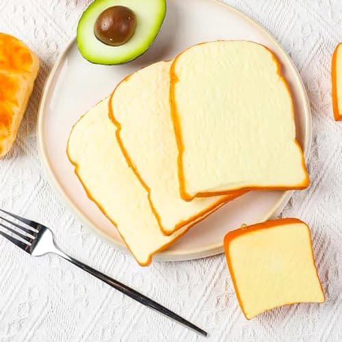 5 Pcs Simulation Artificial Bread Fake Bread Realistic Food Model for Kitchen Home Party Halloween Decoration (Toast)