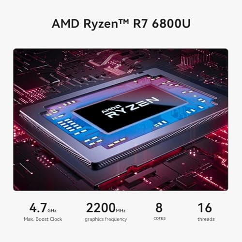 Beelink SER5 MAX Mini PC,AMD Ryzen 7 6800U(8C/16T,up to 4.7 GHz),Mini Computer 32GB LPDDR5 RAM 500GB PCle4.0 SSD Graphics 12 core 2200 MHz,Support 4K Triple Display/Wifi6/BT5.2/USB3.2/HDMI+DP+Type-C