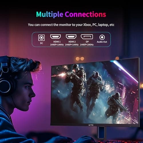 27 Inch Gaming Monitor 240Hz 1440P QHD Computer Monitor, FreeSync G-Sync Compatible, 1ms 2K Gamer Monitor with HDR, 130% sRGB, HDMI DisplayPort, Tilt Adjustable, Eye Care,H27E22S