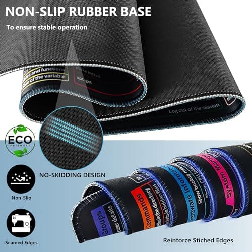Linux Commands Line Sheet Mouse Pad for Desk, Large XL Mousepad With Shortcuts, 31.5"x11.8" Office Computer Mat, Waterproof Anti-Slip Keyboard Pad, Linux Basics Accessories