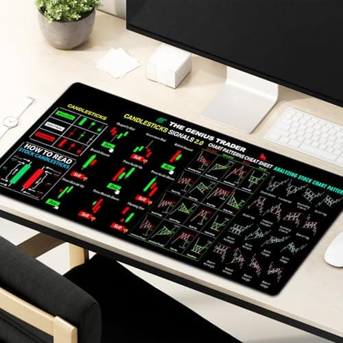 Stock Market Invest Day Trader Trading Mouse Pad Chart Patterns Cheat Sheet,Large Computer Mouse Pad/Desk Mat with Stitched Edges 800x300mm 0320