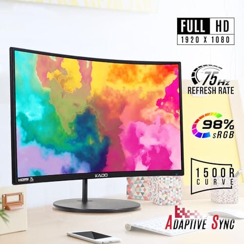 Kado Dual Monitor Setup - 2-Pack 27" Curved 1500R 1920x1080 Computer Monitor 75Hz VESA Mount HDMI Office Gaming Built-in Speakers (C27 Dual Series)