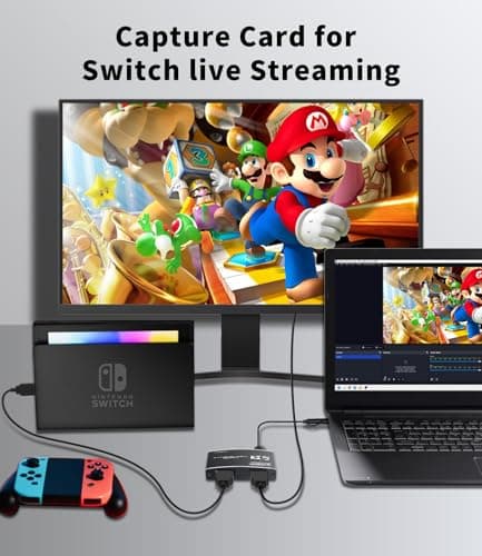 Capture Card for Streaming, HDMI to USB3.0 1080P 60FPS Audio Video Adapter, with 4K HDMI Loop-Out, for Recording/Streaming, Compatible with Nintendo Switch/Xbox/PS5/OBS/Camera/PC/Laptop