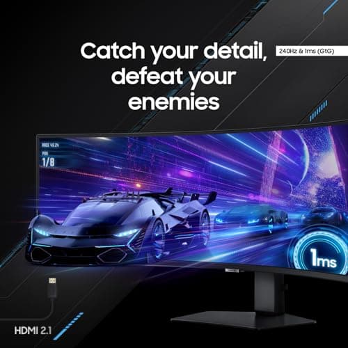 SAMSUNG 49" Odyssey G9 (G95C) Series DQHD 1000R Curved Gaming Monitor, 240Hz, 1ms(GtG), DisplayHDR 1000, AMD FreeSync Premium Pro, Eye Saver Mode, Auto Source Switch+, LS49CG950ENXZA, 2024