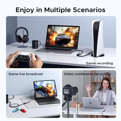 UGREEN 2K@30Hz Video Capture Card HDMI to USB 3.0 A and USB C Capture Device, 4K Input 1080P 60FPS with Low Latency for Streaming Game Recording Compatible with Switch 2/Xbox/PS4/PS5/PC/Camera