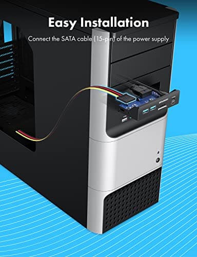 GRAUGEAR 3.5 Inch Front Panel USB C Hub, SD/microSD Internal Card Reader, 20Gbps USB 3.2 Gen 2x2, USB3.2 Type-E Key-A 20-Pin Header & USB3.0 Header & 15-Pin SATA Power Connector Required [G-MP01CR]