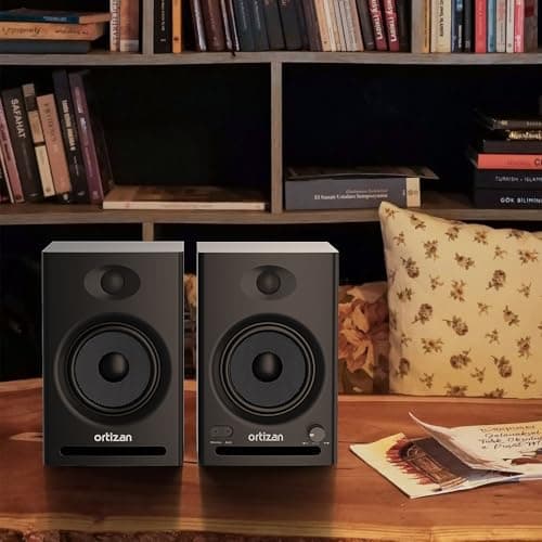 Ortizan C7 Dual-Mode 2.0 Studio Monitors, Active Monitor Speakers for Near Field Music Production, Bluetooth 5.3 Wireless Computer PC Monitor Gaming Bookshelf Speakers(Pair, Black)