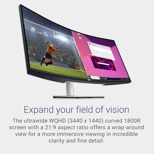Dell S3423DWC Curved USB-C Monitor - 34-Inch WQHD (3440x1440) 100Hz 4Ms 21:9 Display, USB-C Connectivity, 2 x 5w Audio Output, 16.7 Million Colors, Height/Tilt Adjustable - Silver
