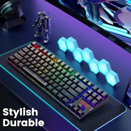 Redragon Wireless Gaming Keyboard, BT/2.4Ghz Tri-Mode Mechanical Keyboard with Aluminum Pannel, Hot-Swap Red Switch, Programmable 87 Keys TKL, LED Rainbow Backlit - K552-KRS