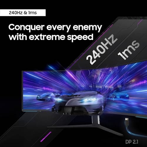 Samsung 57" Odyssey Neo G9 Series Dual 4K UHD 1000R Curved Gaming Monitor, 240Hz, 1ms with DisplayPort 2.1, Quantum Mini-LED, DisplayHDR 1000, AMD FreeSync Premium Pro, LS57CG952NNXZA