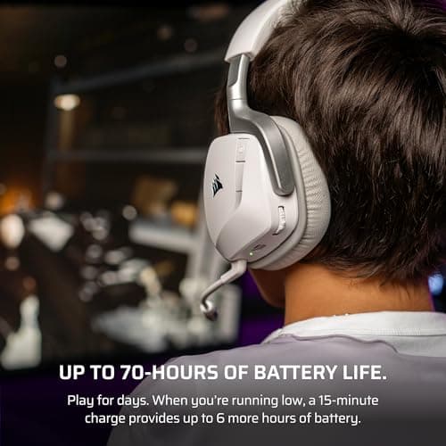 Corsair Void v2 Wireless Gaming Headset with Bluetooth for PC, PS5, PS4, Switch, Mobile – Dolby Atmos, 70 Hr Battery, Dual Wireless, Lightweight, Fast Charging – White