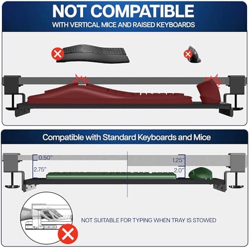 VIVO Large Keyboard Tray Under Desk Pull Out with Extra Sturdy C Clamp Mount System, 27 (33 Including Clamps) x 11 Inch Slide-Out Platform Computer Drawer for Typing, Black, MOUNT-KB05E