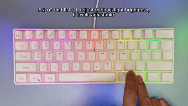 Snpurdiri 60% Wired Gaming Keyboard, 61 Keys RGB Backlit Wrist Rest Ultra-Compact Mini Waterproof Keyboard for PC Computer Gamer (White)