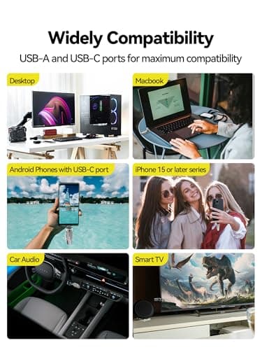 MOVE SPEED 1TB Solid State Flash Drive 570MB/s High Speed Type C + USB 3.2 Drive Dual Port, Thumb Drive Compatible with iPhone 15, 16 Series/Android Phone/MacBook/Audio/Smart TV