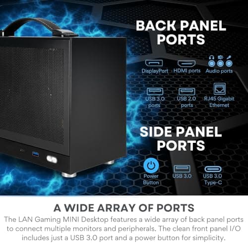 LAN Gaming Desktop (8.1L Small & Light, RTX 5070 12GB, AMD Ryzen 7 8700F, 32GB DDR5 RAM, 2TB NVMe SSD, Internal WiFi + Bluetooth, Windows 11 Pro) Best Mini ITX SFF Computer (Black)