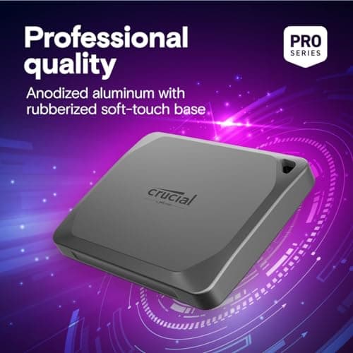 Crucial X9 Pro 2TB Portable SSD, Up to 1050MB/s Read & Write, 3.2 USB-C, External Solid State Drive, Durable Storage for PC & Mac, for Content Creators & Videogaphers, Silver - ‎CT2000X9PROSSD902