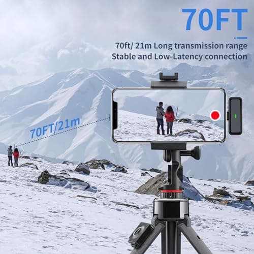 Wireless Microphone for iPhone Android with Charging Case - USB C Lavalier Phone Microphone for Video Recording Noise Cancelling Clip On Mini Mics Intuitive Battery Display