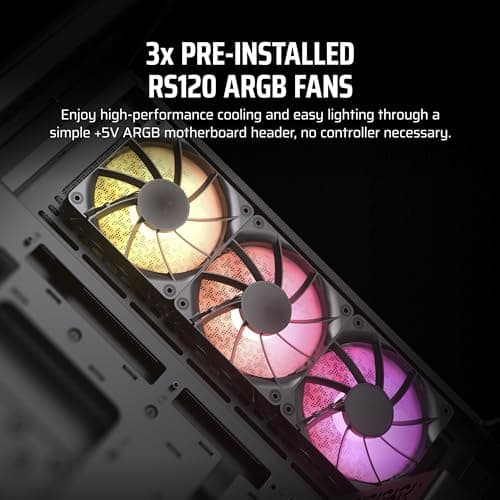 CORSAIR 3500X ARGB Mid-Tower ATX PC Case – Panoramic Tempered Glass – Reverse Connection Motherboard Compatible – 3X CORSAIR RS120 ARGB Fans Included – Black