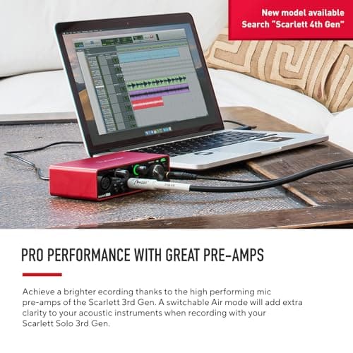 Focusrite Scarlett Solo 3rd Gen USB Audio Interface, for the Guitarist, Vocalist, Podcaster or Producer ? High-Fidelity, Studio Quality Recording, and All the Software You Need to Record