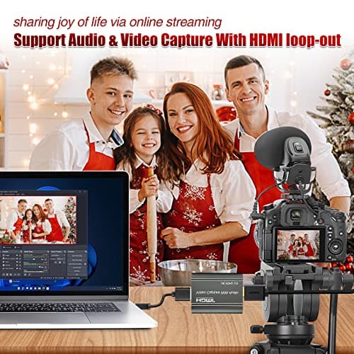 4K Video Capture Card, HDMI to USB 3.0 with Loopout for Nintendo Switch, 1080p 60fps Game Capture Device with Audio Output for Streaming, Xbox/PS4/PS5/PC, VLC/OBS/Amcap