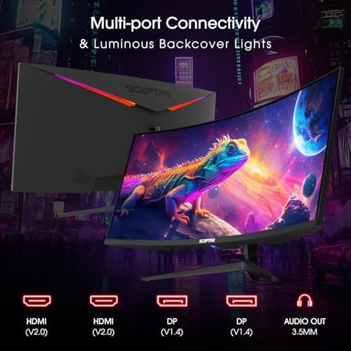 Sceptre New Curved 34-inch Gaming Monitor 3440 x 1440 180Hz 1500R DP x2 HDMI x2 Build-in Speakers 2025
