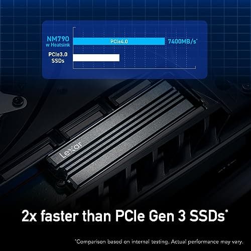 Lexar 1TB NM790 SSD with Heatsink PCIe Gen4 NVMe M.2 2280 Internal Solid State Drive, Up to 7400/6500 MB/s Read/Write, Compatible with PS5, for Gamers and Creators, Black (LNM790X001T-RN9NU)