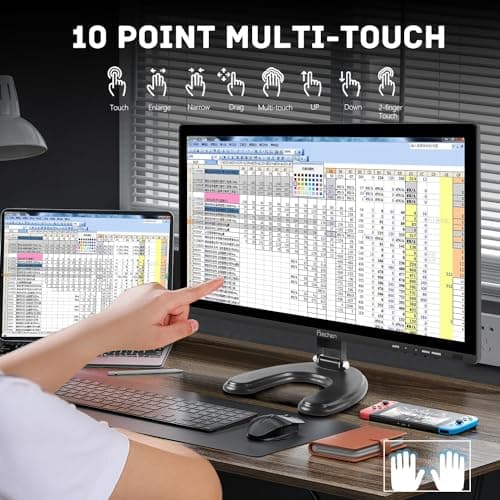 Prechen 24 Inch Touchscreen Monitor, IPS FHD 1080P Touch PC Display with HDMI & VGA & USB, 75Hz, VESA, Built-in Speakers, Computer Touch Screen for Gaming & Business