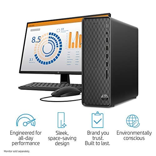 HP High Performance Slim Desktop PC, Intel Core i3-12100 Processor, 12GB DDR4 RAM, 512GB PCIe SSD DVD, Wi-Fi, HDMI, VGA, Keyboard + Mouse, Windows 11 Professional, Black