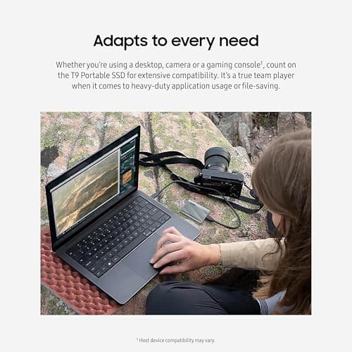 Samsung T9 2TB, Portable SSD, up to 2000MB/s, USB 3.2 Gen 2x2 (20Gbps) NVMe, Rugged, for Photographers, Content Creators and Gaming, External Solid State Drive (MU-PK2T0G/WW) Gray