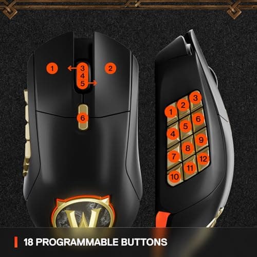 SteelSeries Aerox 9 Wireless: World of Warcraft Edition — Free in-Game Item — MMO Gaming Mouse — 18 Programmable Buttons — Lightweight — Bluetooth/2.4GHz — 18K DPI TrueMove Air Sensor