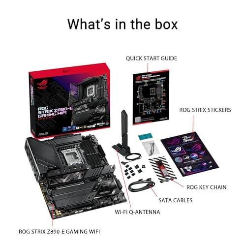 ASUS ROG Strix Z890-E Gaming WiFi Intel® Z890 LGA 1851 ATX Motherboard, Advanced AI PC-Ready, 18+2+1+2 Stages, DDR5, WiFi 7, 7X M.2, Thunderbolt™ 4, USB Type-C®, AI Overclocking, Cooling & Networking