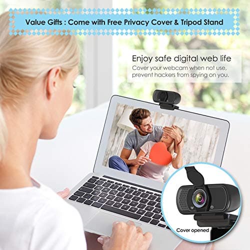 ToLuLu 1080P Webcam with Microphone, HD Webcam Web Camera with Tripod Stand, Widescreen USB Computer Camera, Streaming Mic Web cam for Online Calling/Conferencing,Facetime/YouTube Desktop Laptop PC