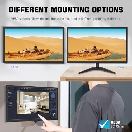 22" Touchscreen Monitor IPS FHD 1920x1080P PC Monitor, 10-Point Touch Screen Computer Display with HDMI VGA Ports, Built-in Speakers, VESA Wall Mountable, Black