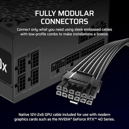 CORSAIR RM750x Fully Modular Low-Noise ATX Power Supply – ATX 3.1 Compliant – PCIe 5.1 Support – Cybenetics Gold Efficiency – Native 12V-2x6 Connector – Black