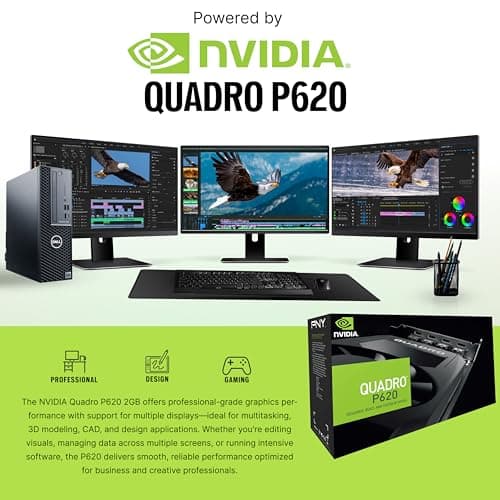 Dell Precision Workstation PC | Quadro P620 GPU - Editing & Design | Windows 11 Pro | Intel i5-9500 | 16GB RAM 1TB SSD | New 24" LCDs | Home or Office Computer | WiFi 6 AX200 + BT (Renewed)